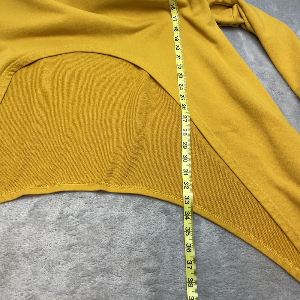 Kate Hewko Womens Asymmetric Tunic Hoodie Size L Mustard Drop Shoulder Artsy - Picture 7 of 7